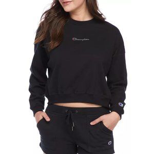 new XL Champion Campus Crew Neck BLACK Oversized 100% Cotton Pullover Sweatshirt